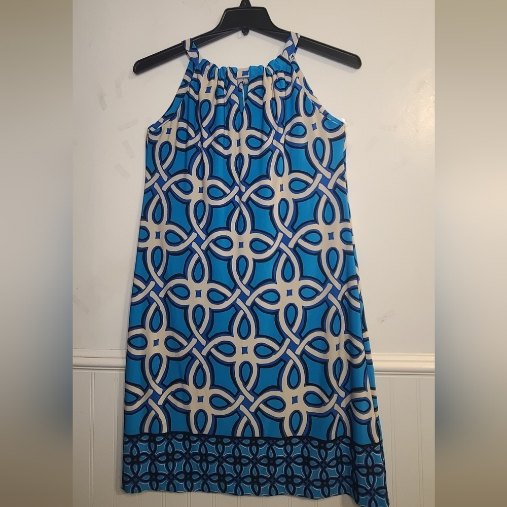 Just...Taylor Blue and White Geometric Mini Dress